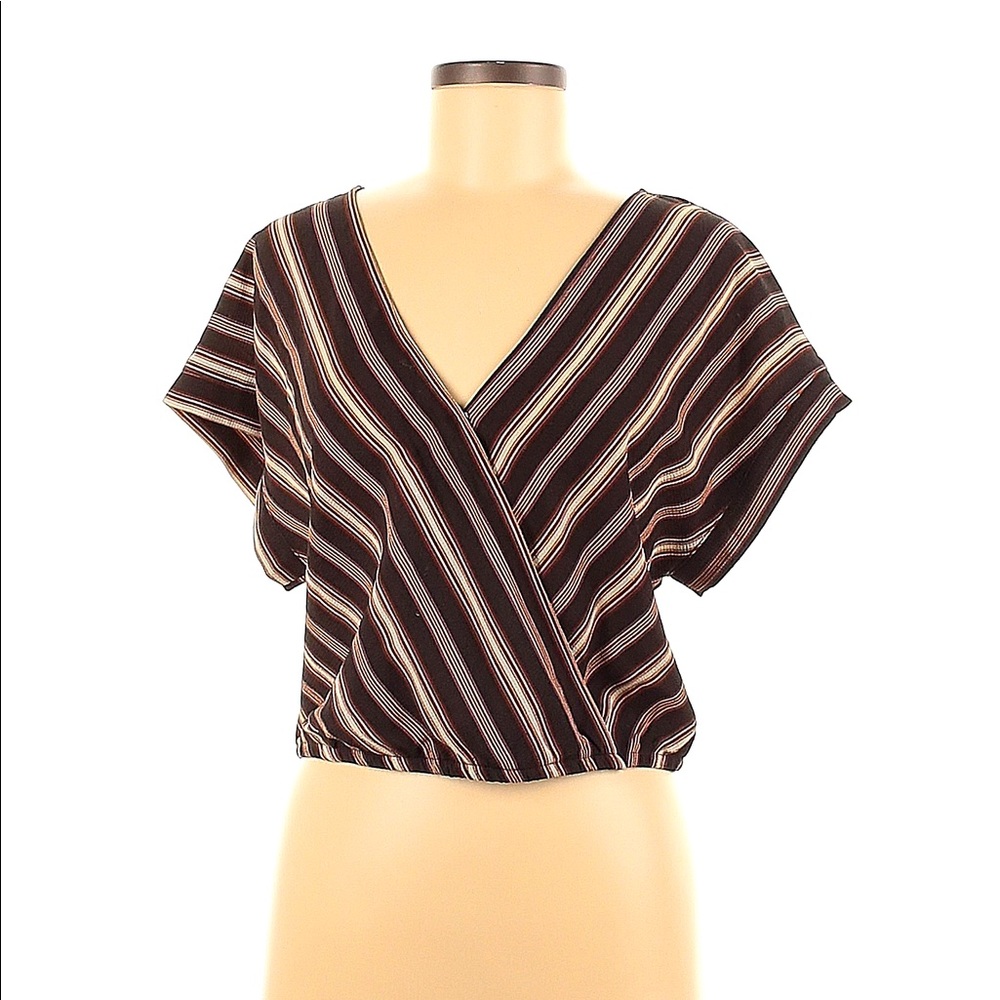 TARGET XHILARATION CROPPED BLOUSE - rust/salmon stripes
